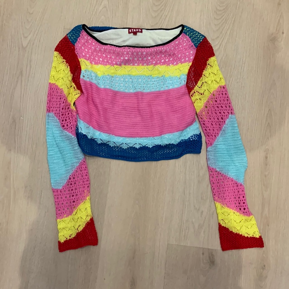 Staud Rainbow Cropped Sweater